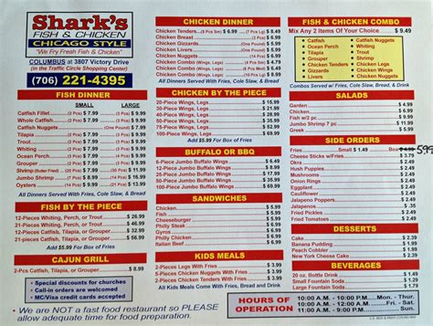 Sharks fish and chicken columbus ga - Get delivery or takeout from Sharks Fish & Chicken at 5609 Milgen Road in Columbus. Order online and track your order live. No delivery fee on your first order!